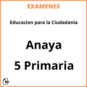 Examenes Resueltos Educacion para la Ciudadania 5 Primaria Anaya PDF