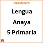 Examenes Lengua 5 Primaria Anaya PDF Resueltos